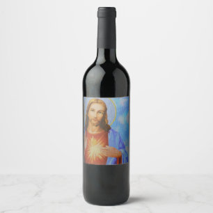 Jesus Weinflasche Weinetikett