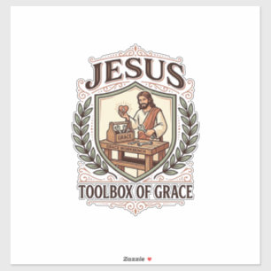 Jesus Werkzeugkiste der Gnade Jesus Werkzeugkiste Aufkleber