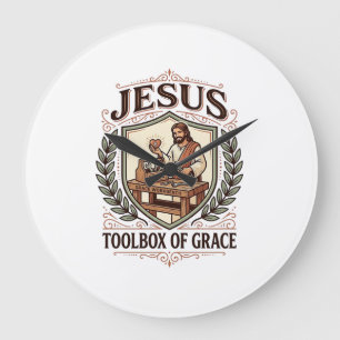 Jesus Werkzeugkiste der Gnade Jesus Werkzeugkiste Große Wanduhr