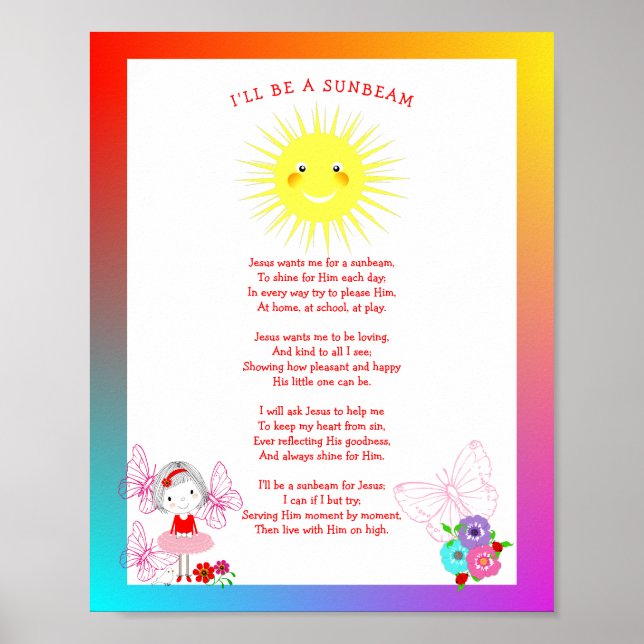 Jesus Will mich für ein Niedliches Sonnenlicht-Bil Poster (Vorne)
