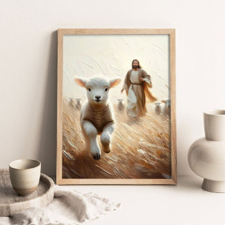 Jesus wird das Lamm retten, Christliche Kunst, Jes Poster