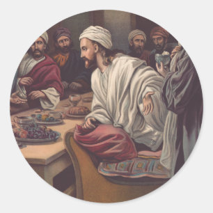 Jesus wird in Bethanien gesalbt Runder Aufkleber