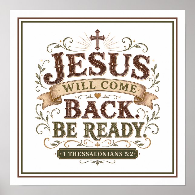 Jesus wird zurückkehren. Sei bereit. Christliches  Poster (Vorne)