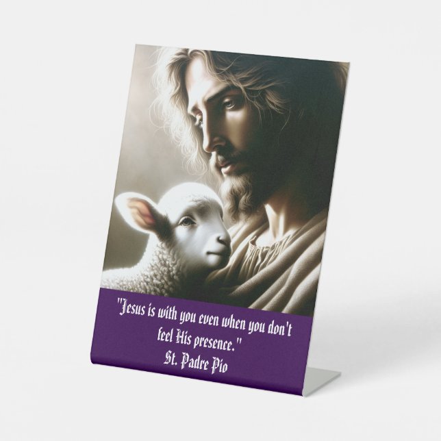Jesus With Lamb Pedestal Sign Sockelschild (Vorderseite)