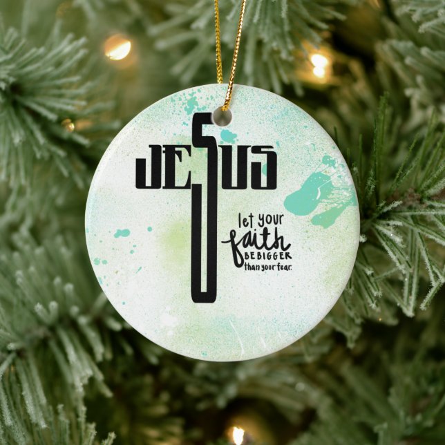 Jesus Word Art Keramik Ornament (Baum)