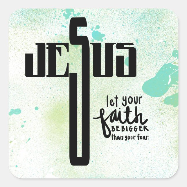 Jesus Word Art Quadratischer Aufkleber (Vorderseite)