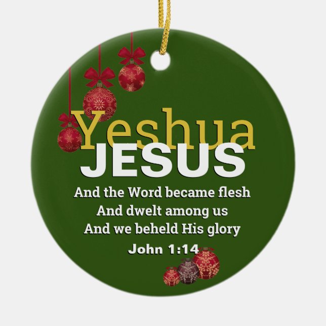 JESUS WORD WECAME FLESH Christmas Baubles GREEN Keramik Ornament (Vorne)