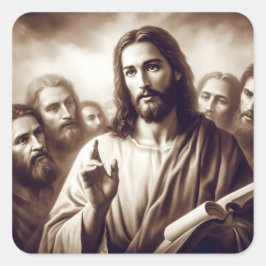Jesus wurde als Lehrer dargestellt Quadratischer Aufkleber