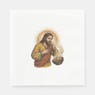 Jesus würgt an trockenem Tortilla-Chip-Krümel Esse Serviette