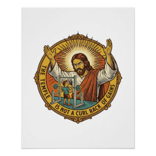 Jesus Wütende Bizepscurls Squat Rack Gym Ärger H Poster