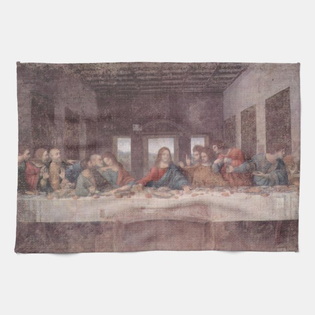 Jesus "Yeshua" Das letzte Abendmahl, Leonardo da V Geschirrtuch (Horizontal)