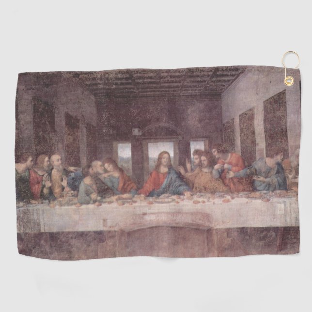 Jesus "Yeshua" Das letzte Abendmahl, Leonardo da V Golfhandtuch (Horizontal)