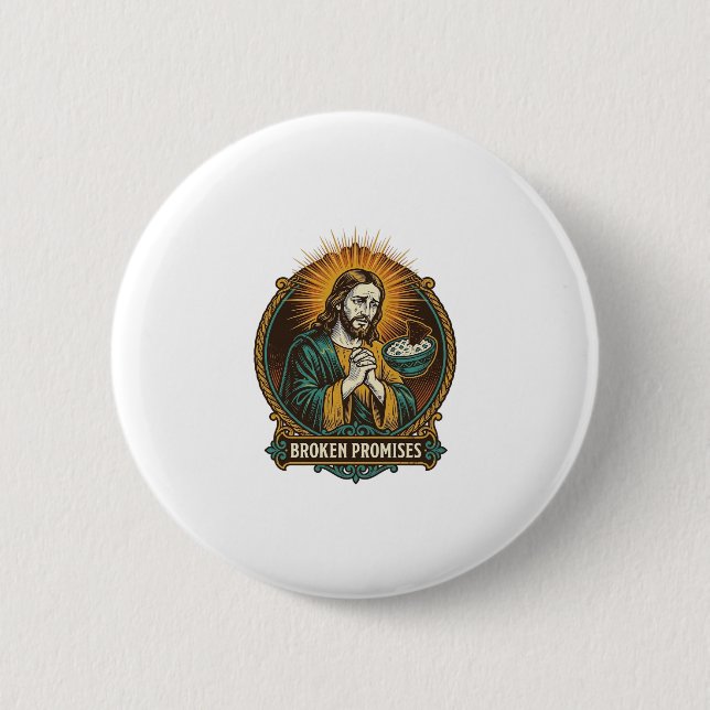 Jesus zerbrochener Chip steckt in Dip-Schale Party Button (Vorderseite)