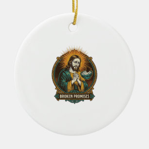 Jesus zerbrochener Chip steckt in Dip-Schale Party Keramik Ornament