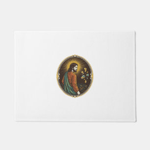 Jesus zerbrochener Glas Tanzboden Party Gefahr Clu Fußmatte