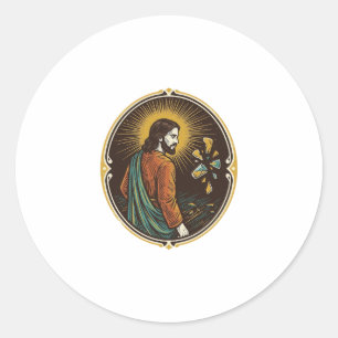 Jesus zerbrochener Glas Tanzboden Party Gefahr Clu Runder Aufkleber