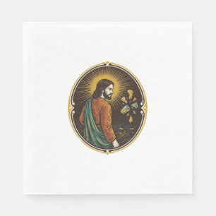 Jesus zerbrochener Glas Tanzboden Party Gefahr Clu Serviette