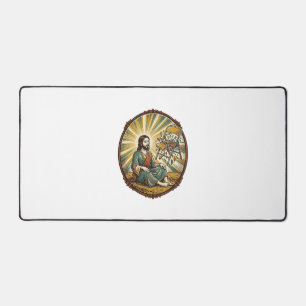Jesus Zerbrochener Klappstuhl Party Foul Ungeschic Schreibtischunterlage