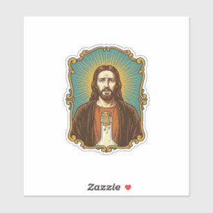 Jesus zerbrochener Weinkorken steckt in Flasche So Aufkleber