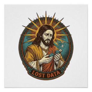 Jesus zerdrückte USB-Stick Datenverlust Humor_1 Poster