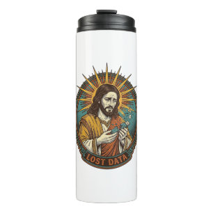 Jesus zerdrückte USB-Stick Datenverlust Humor_1 Thermosbecher