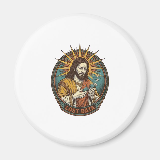 Jesus zerquetschte USB-Stick verlorene Daten Humor Magnet (Vorne)