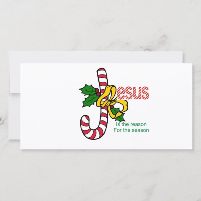 Jesus-Zuckerstange Feiertagskarte (Vorderseite)
