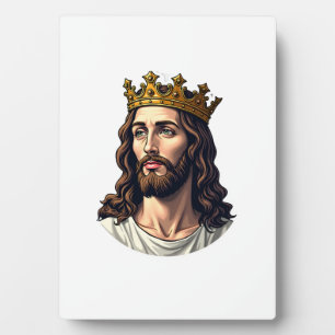 Jesus zum König gekröntes Vintage-Stich-Glaubens-S Fotoplatte