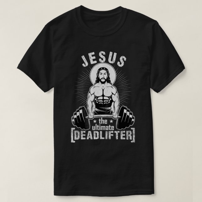 Jesus zum ultimativen Todflieger Funny Workout Gym T-Shirt (Design vorne)