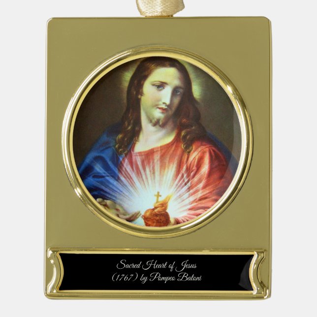 Jesusherz Banner-Ornament Gold (Vorderseite)