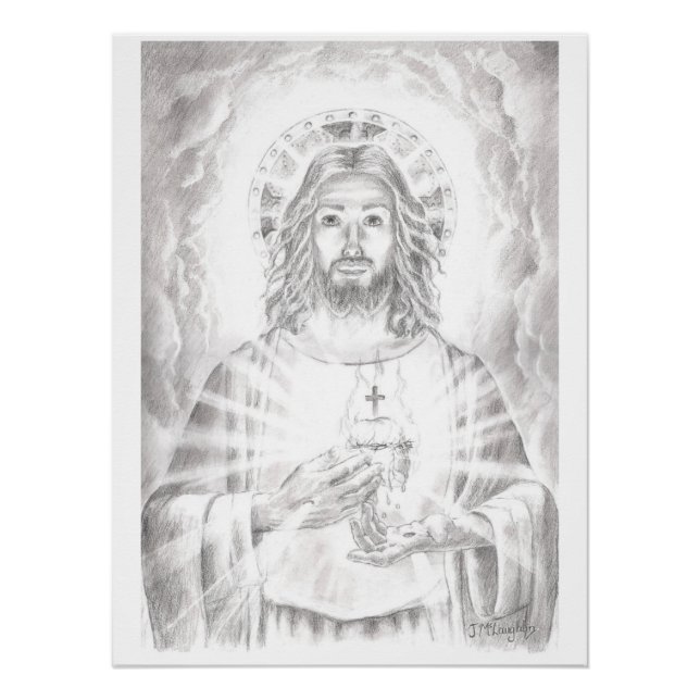 Jesusherz, Gezeichnet von Jenny McLaughlin Poster (Vorderseite)
