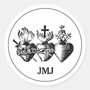 Jesusherz Maria und Joseph JMJ Religious Runder Aufkleber