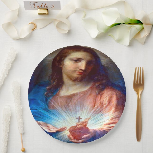 Jesusherz Pappteller (Hochzeit)