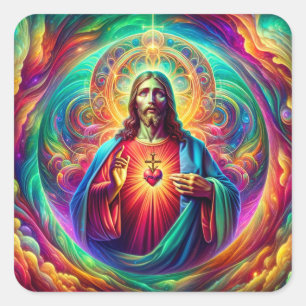 Jesusherz Quadratischer Aufkleber