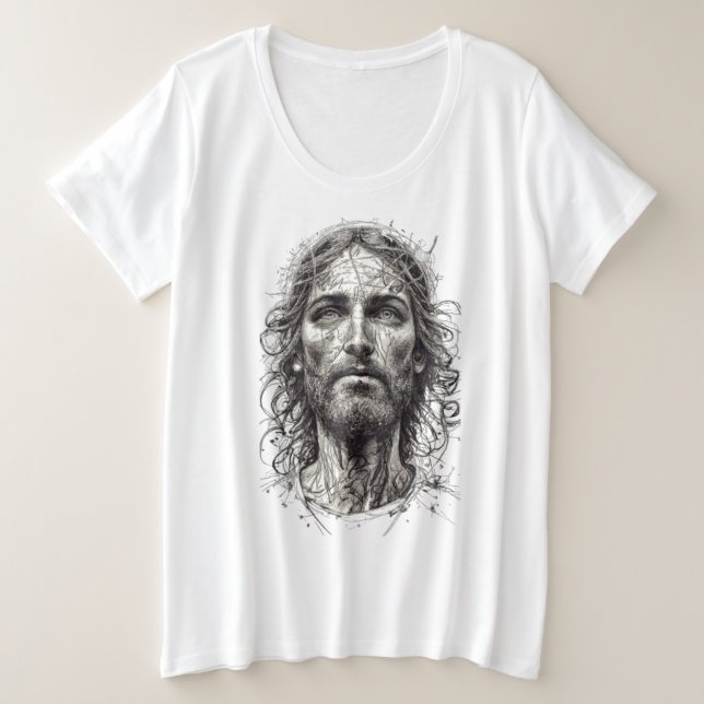 Jesusskizze, Chris Große Größe T-Shirt (Design vorne)
