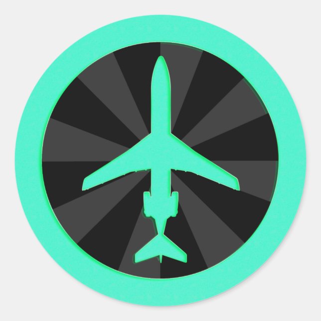 Jet Aircraft Runder Aufkleber (Vorderseite)