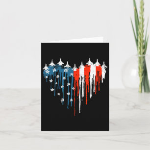 Jet Airplane Heavy White Blue American Flag 4t Karte