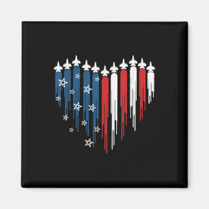 Jet Airplane Heavy White Blue American Flag 4t Magnet