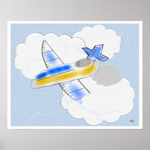 Jet Airplane in den Wolken Poster
