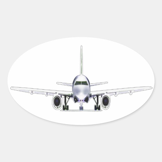 Jet Airplane Ovaler Aufkleber (Vorderseite)