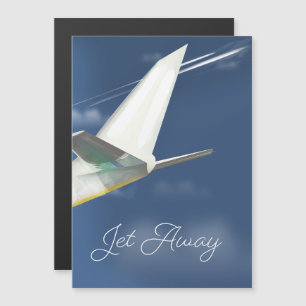 Jet Away Reiseplakat. Magnetkarte