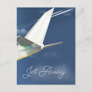 Jet Away Reiseplakat. Postkarte