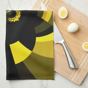 Jet Black and Gold Vector Art Print Graphic Design Küchentuch