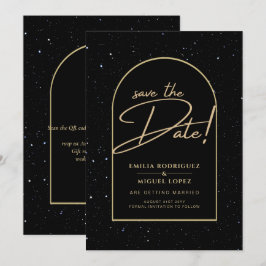 JET BLACK GOLD Starry Night Wedding RETT DATE Einladung
