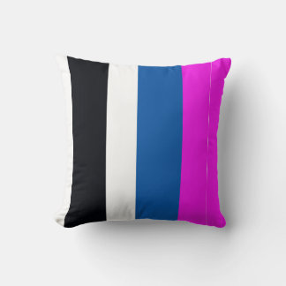 Jet Black, Pure White, Teal Blue, Hot Pink Stripes Kissen