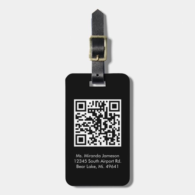 Jet Black QR CODE Custom Luggage Tag Gepäckanhänger (Vorderseite vertikal)