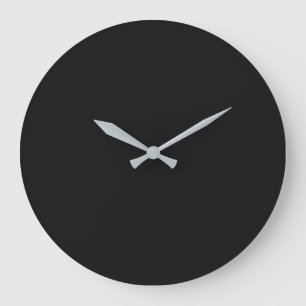 Jet Black Solid Color Große Wanduhr