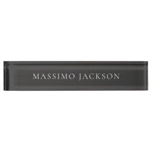 Jet Black & White Minimalist Schlicht Modern Namensplakette