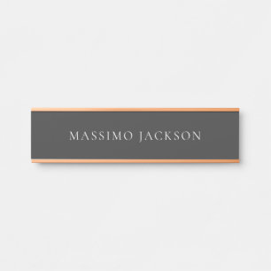 Jet Black & White Minimalist Schlicht Modern Türschild
