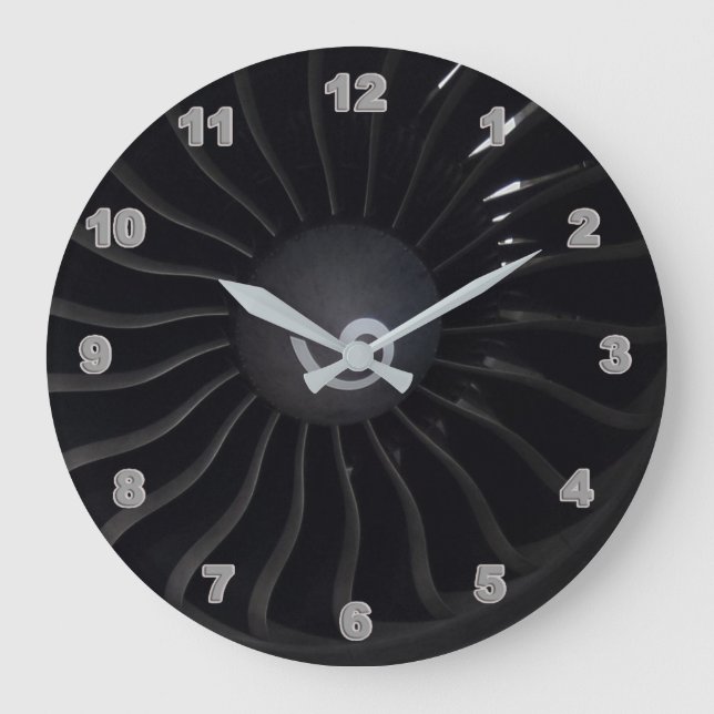 Jet Engine Wall Clock Große Wanduhr (Vorderseite)